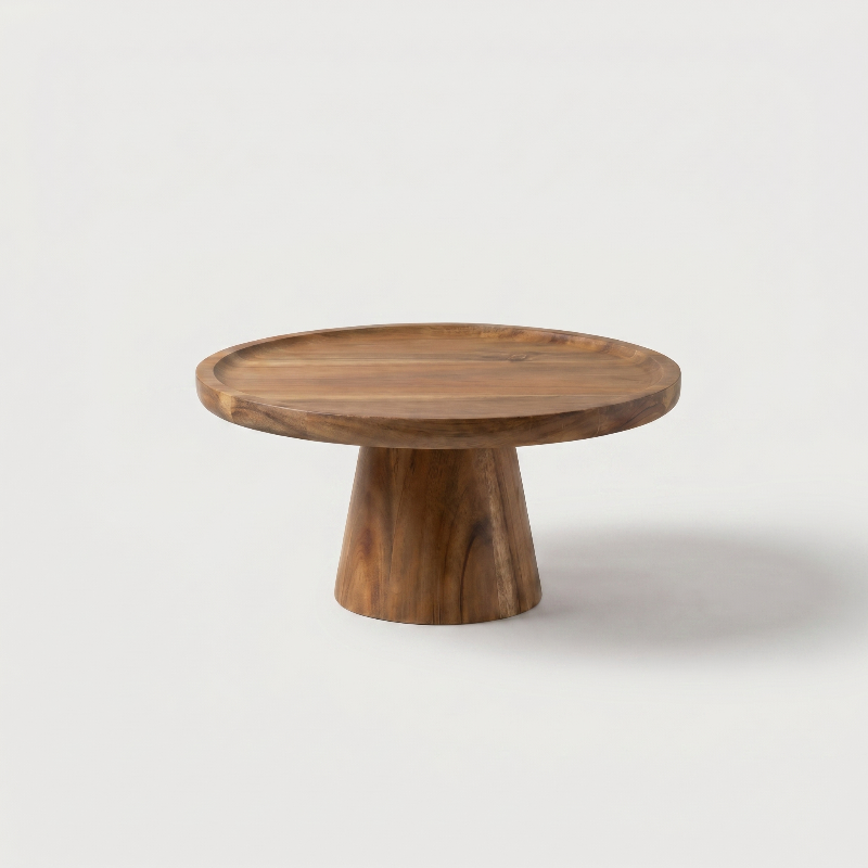 Wooden cake stand on a white background