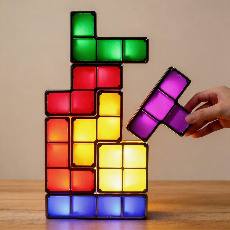 Stackable block light glowing with warm LED light