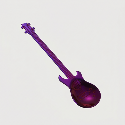 Purple stainless steel guitar spoon on white background