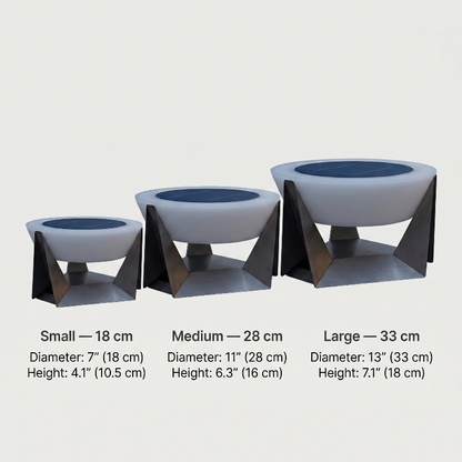 Stainless steel solar lamps dimensions graphic showing size options