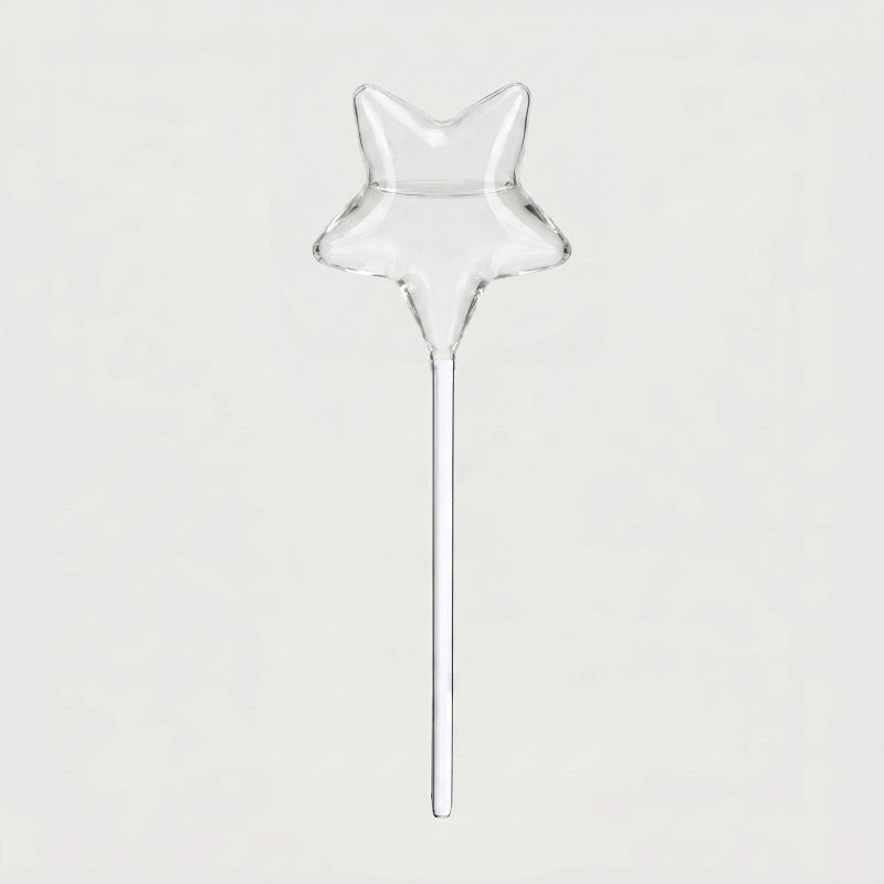 Star self-watering glass plant vessel on white background