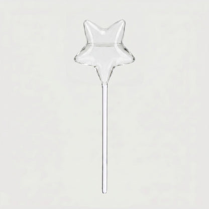 Star self-watering glass plant vessel on white background