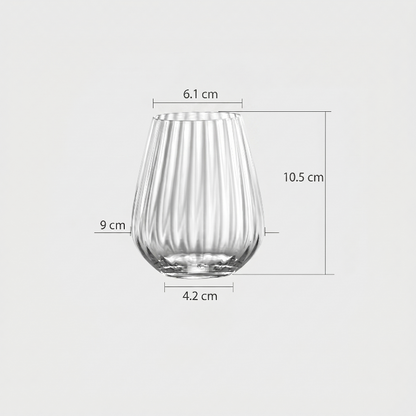 Clear glass with dimensions labeled on a white background