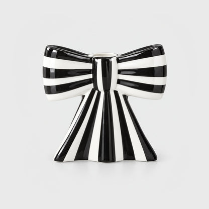 Striped Bow Candle Holders