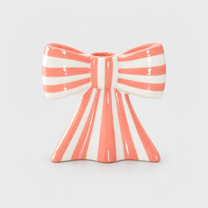 Striped Bow Candle Holders
