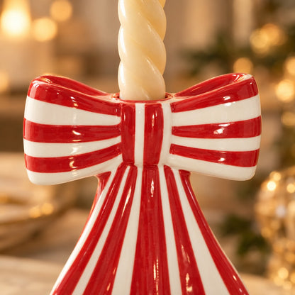 Striped Bow Candle Holders
