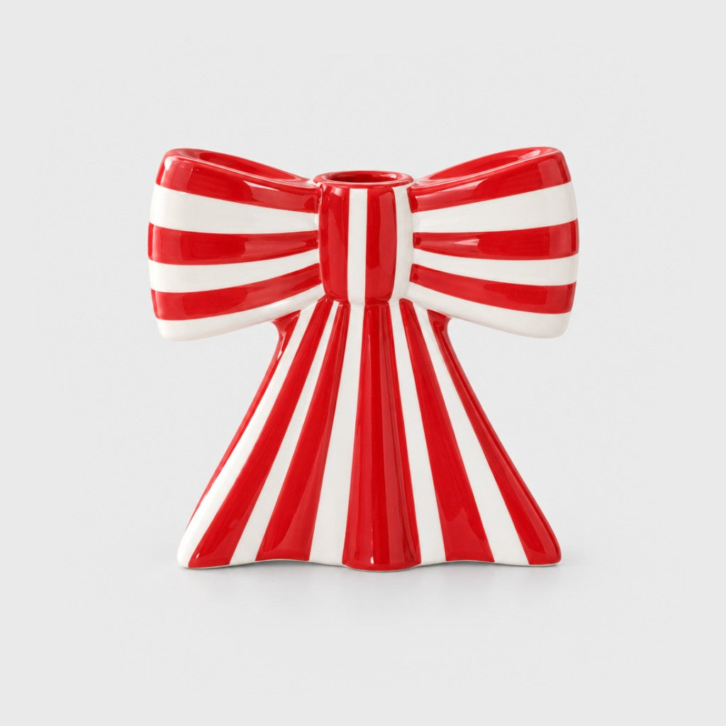 Striped Bow Candle Holders