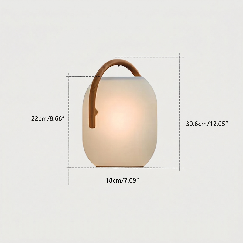 SunLume outdoor solar lantern dimensions graphic showing handle