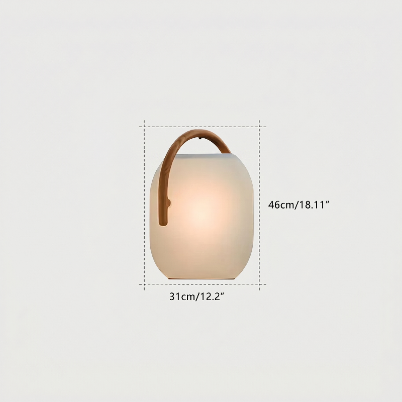 SunLume outdoor solar lantern dimensions graphic on white background