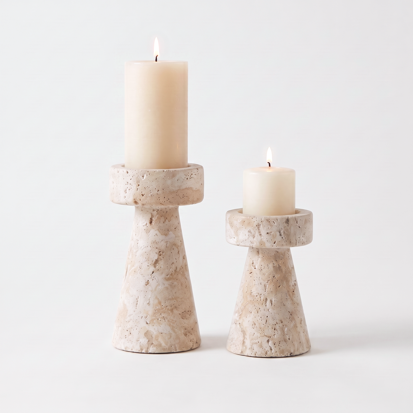 Travertine Pillar Candleholders