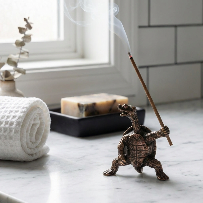Brass Turtle Incense Burner – Retro Aromatherapy Decor | Kiyo Home