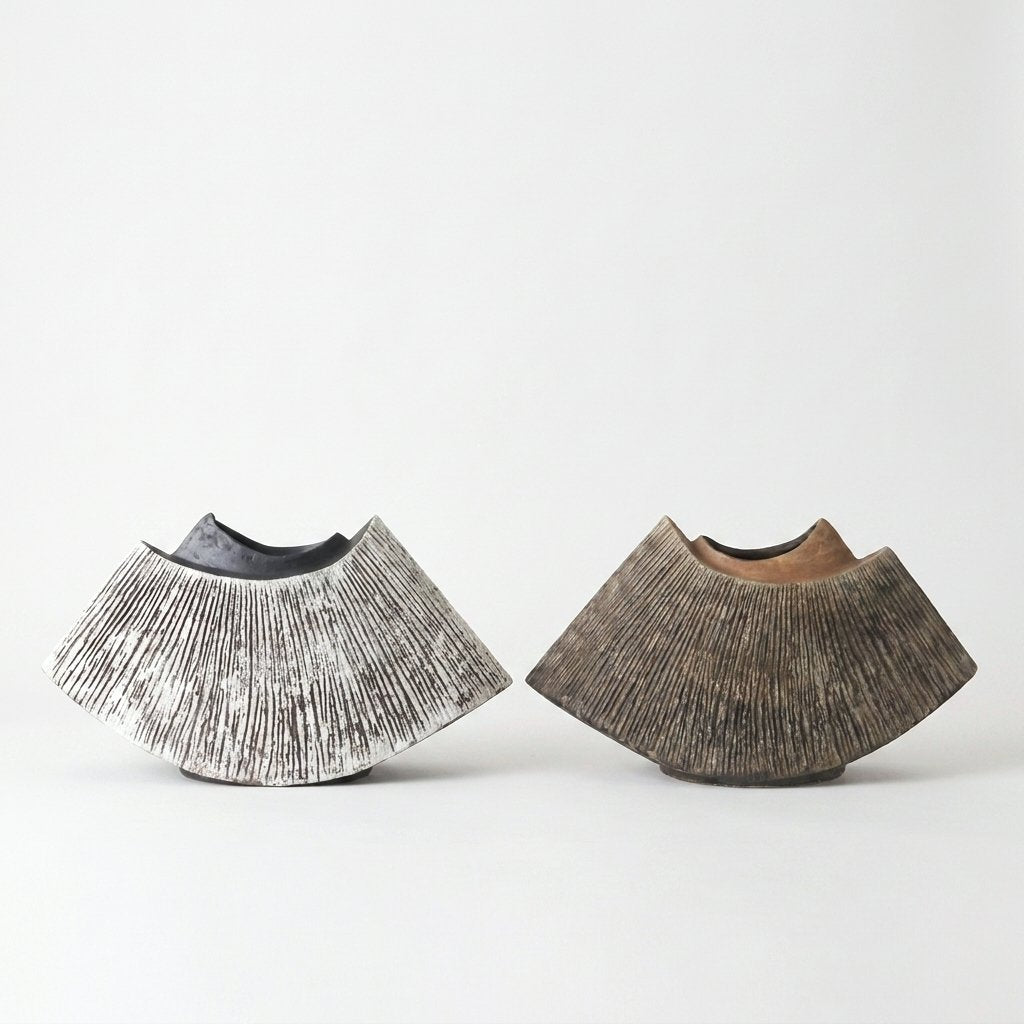 Black and brown WabiSabi Ceramic Vases shown side by side for color comparison on a clean off-white background