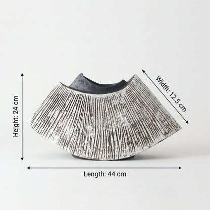 Black WabiSabi Ceramic Vase dimensions diagram showing 44 cm length, 24 cm height, and 12.5 cm width