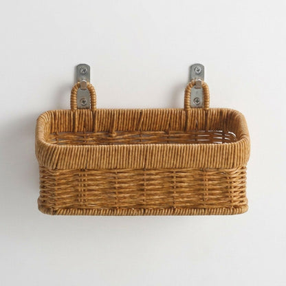 Medium wall-mounted woven storage basket in natural rattan look, Kiyo Home