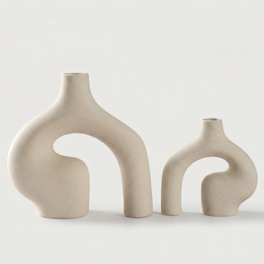 White Nordic 2-piece vase set on white background