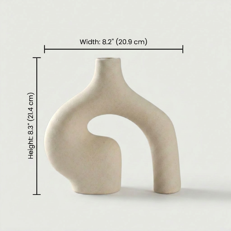 White Nordic vase dimensions graphic on white background
