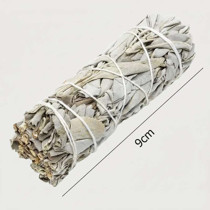 White sage smudge bundle dimensions graphic on white background
