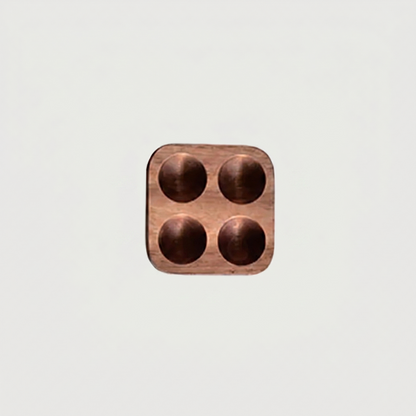 Square wood egg holder tray on white background
