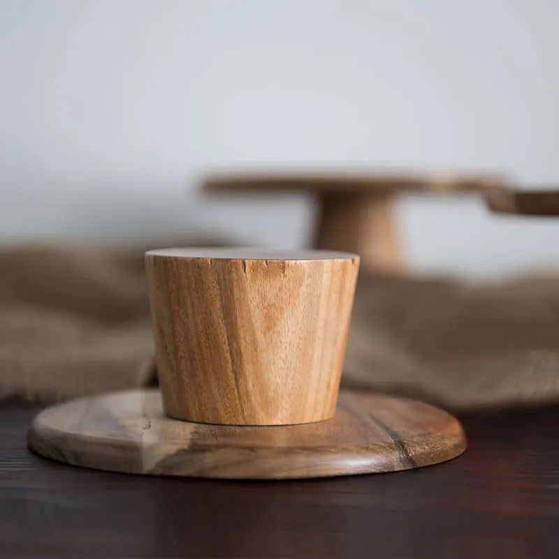 Close-up of the widened base of the Wooden Cake Stand, emphasizing its stability and secure design for holding desserts or snacks.