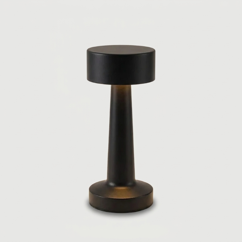 Zain cordless rechargeable table lamp in black on white background