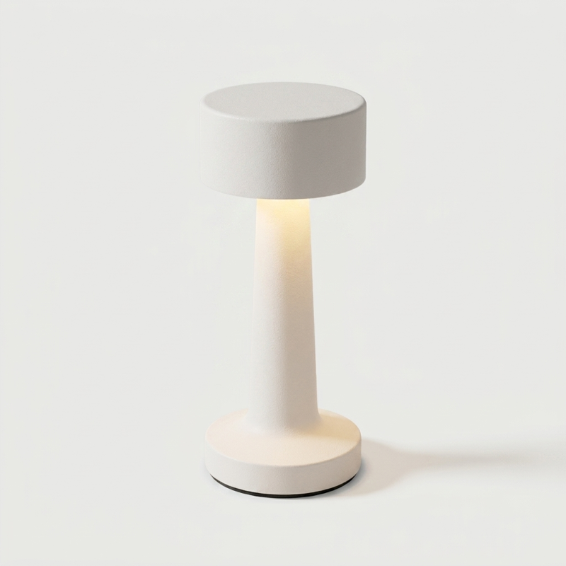 Zain cordless rechargeable table lamp in white on white background