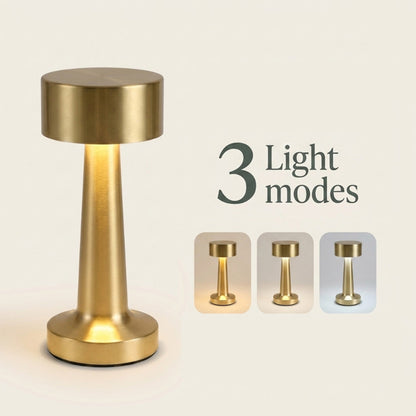 Zain cordless rechargeable table lamp feature graphic showing 3 light modes