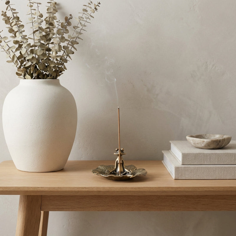 Zen Brass Incense Frog | Shelf & Tabletop Decor – Kiyo Home